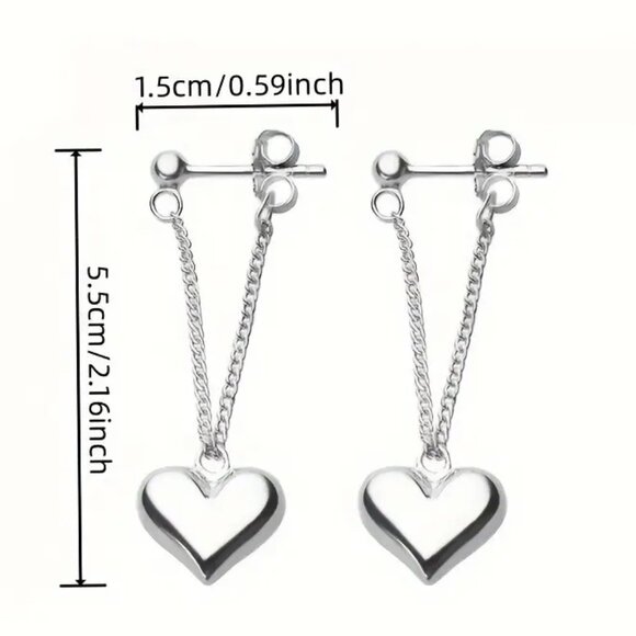 CHAINED HEART EARRINGS - Picture 2 of 2